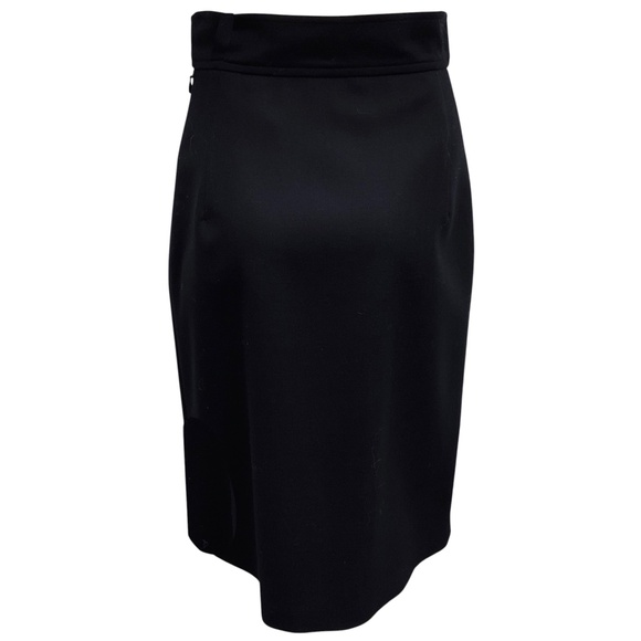 HERMES BLACK 2022 INVERTED PLEATED WOOL BELTED SKIRT - Picture 3 of 5